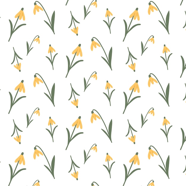 Vector vector seamless pattern with yellow flowers pattern with spring flowers spring pattern