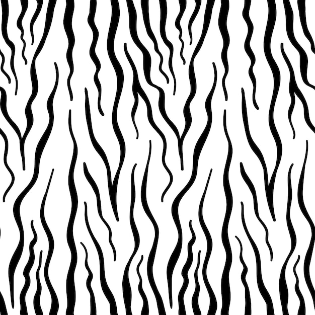 Vector seamless pattern with zebra skin black and white zebra stripes