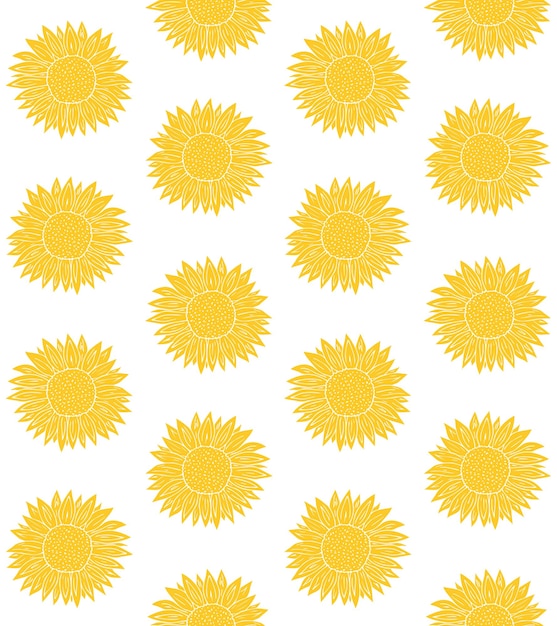 Vector seamless pattern of yellow sunflower