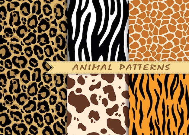 Vector seamless patterns set with animal skin texture.