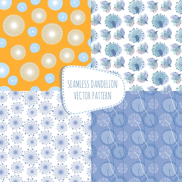 Vector seamless patterns with dandelions