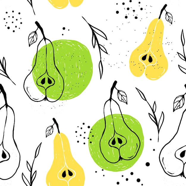 Vector vector seamless pear pattern.