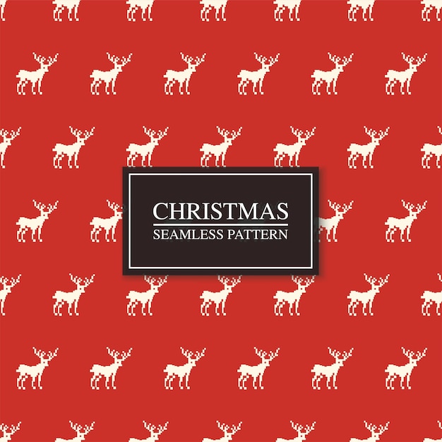 Vector seamless red christmas deer pattern Festive repeatable xmas textile or wrapping background