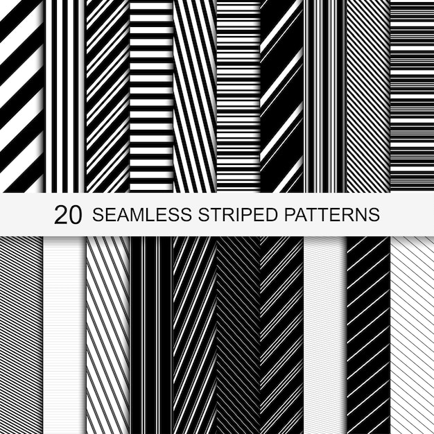 Vector seamless striped geometric patterns. Textile line backgrounds