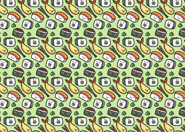 Vector seamless sushi pattern