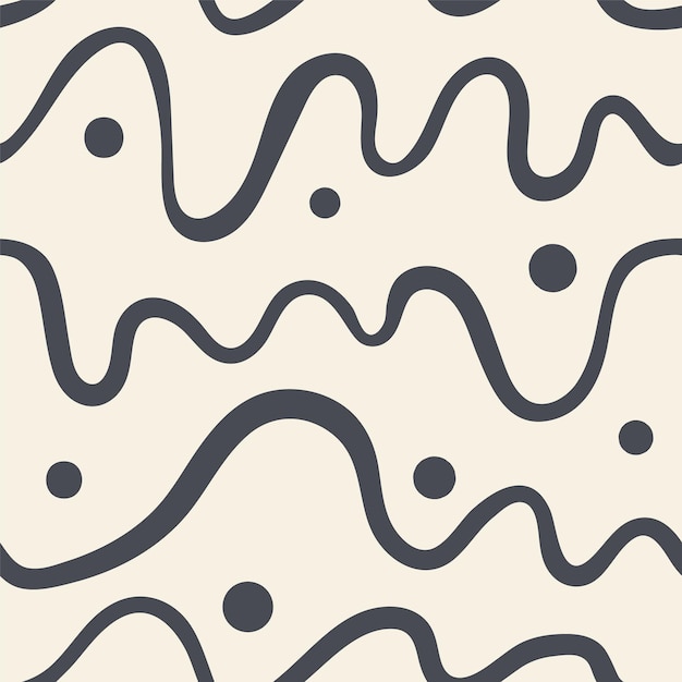Vector seamless trendy modern brush stokes pattern Doodle pattern Hand drawn waves