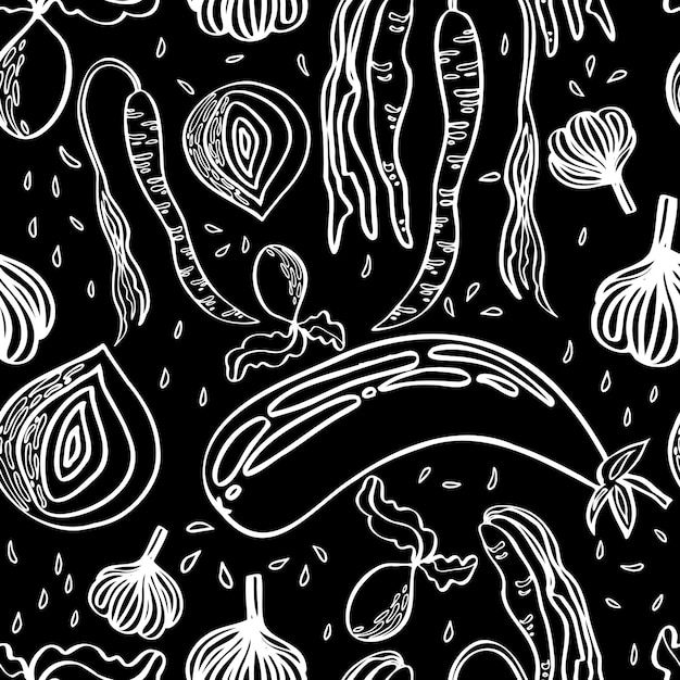 Vector seamless vegetable pattern contour