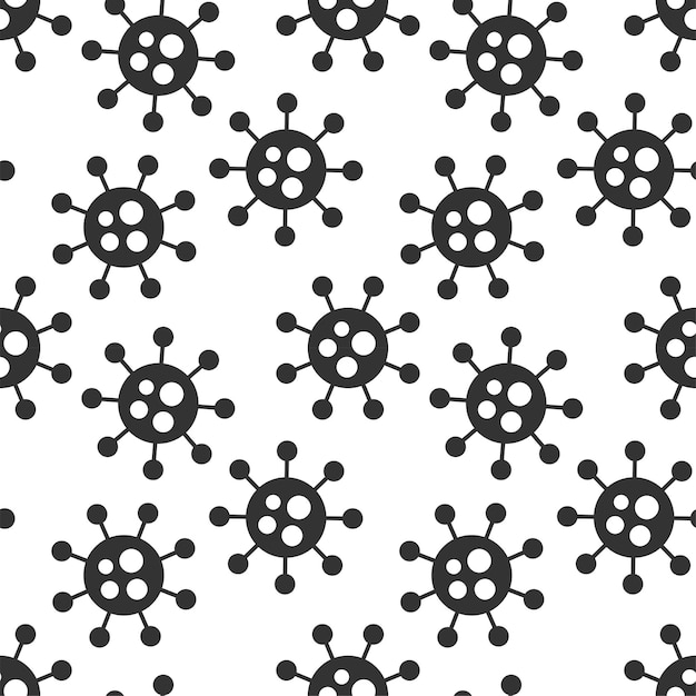 Vector seamless virus pattern Cartoon black and white design Artistic endless bacteria background