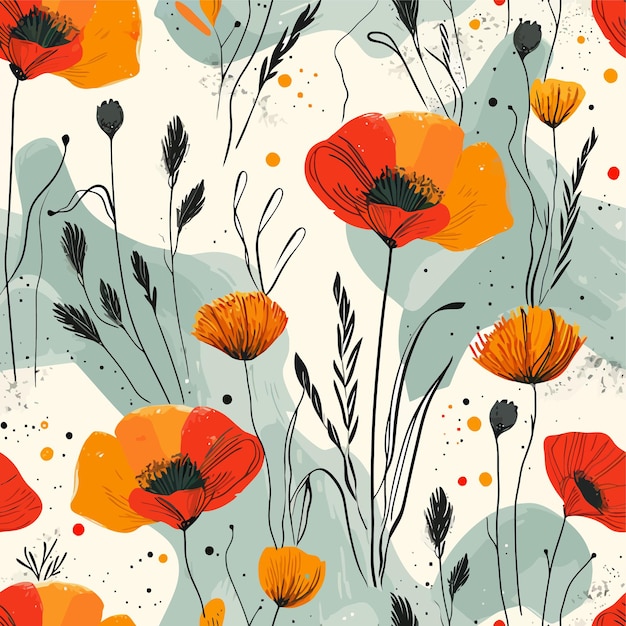Vector vector seamless watercolor colorful design background with a colorful flower