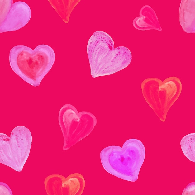 Vector seamless watercolor pattern with hearts