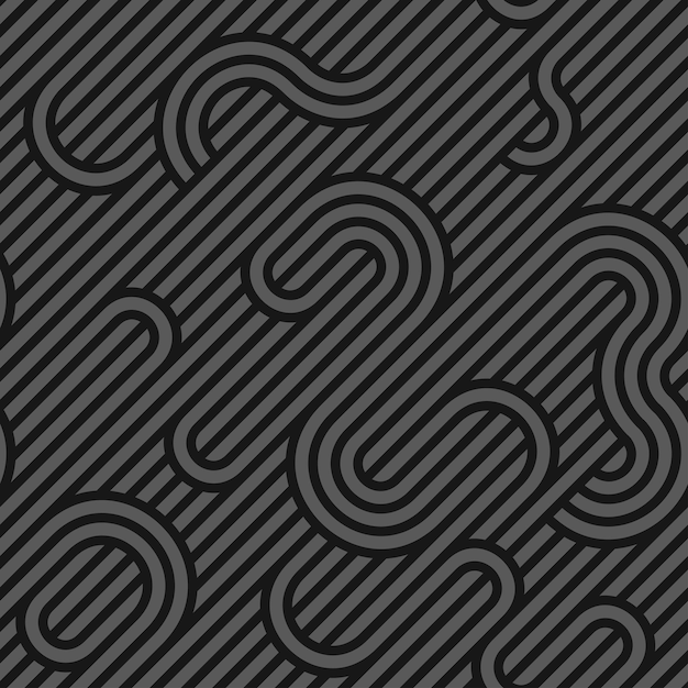 Vector seamless weave geometric pattern dark gray striped curve texture Endless background