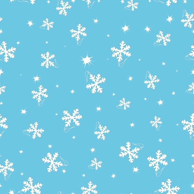Vector Seamless winter pattern with snow Blue background