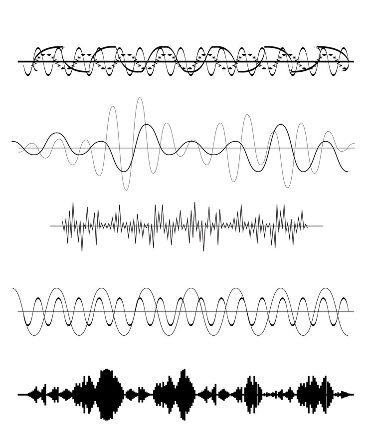 Vector selection of black sound waves with different designs