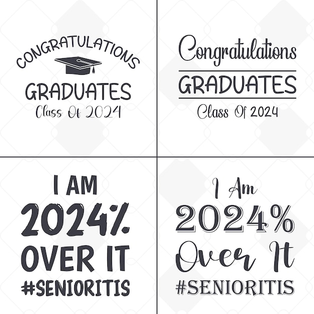 Vector Senior 2024 lettering class of 2024 stickers