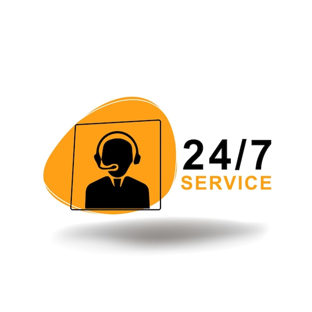 Vector services 24 hours support in abstract style on white background