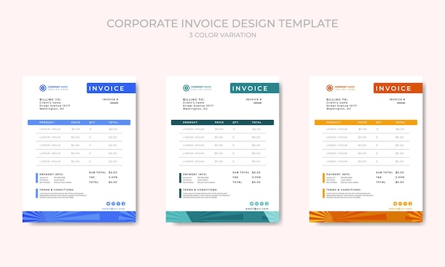 Set vettoriale di 3 variazioni del tema del colore design del modello di fattura creativa