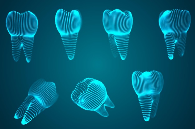 Vector set of 3d teeth for dental medicine