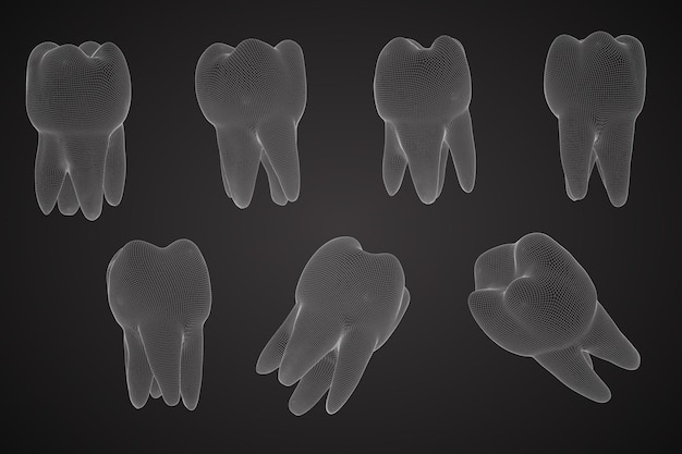 치과 의학에 대 한 3d 치아의 벡터 세트