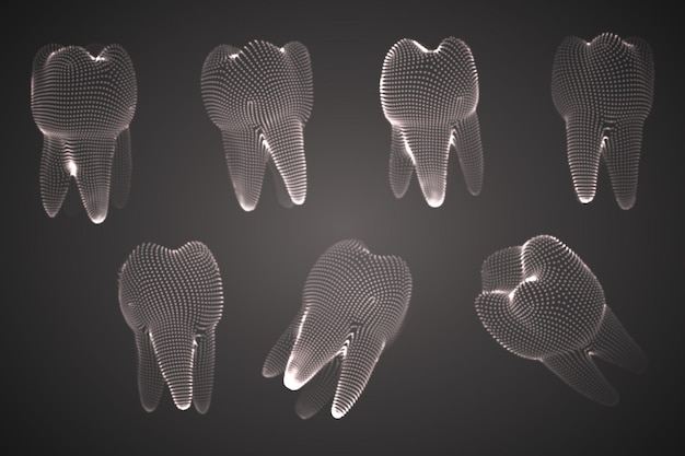 Vector set of 3d teeth for dental medicine