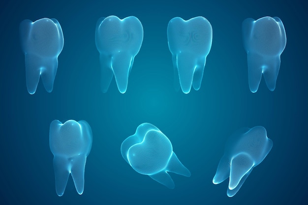 Векторный набор 3d зубов для стоматологической медицины