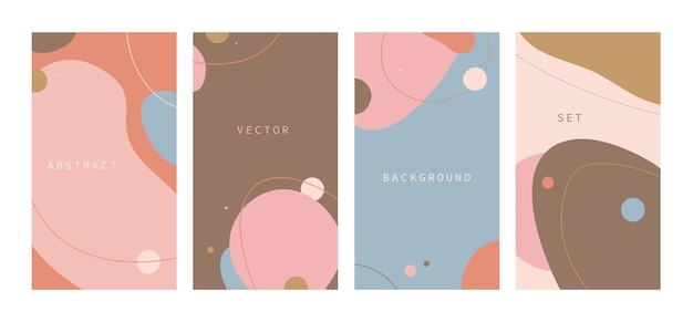 Vector set of abstract backgrounds with oval shapes and line circles