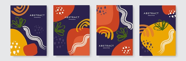 Vector set of abstract creative backgrounds in minimal trendy style with copy space for text - design templates for social media stories and cover design