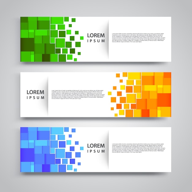 Vector set abstract geometric design banner web template.