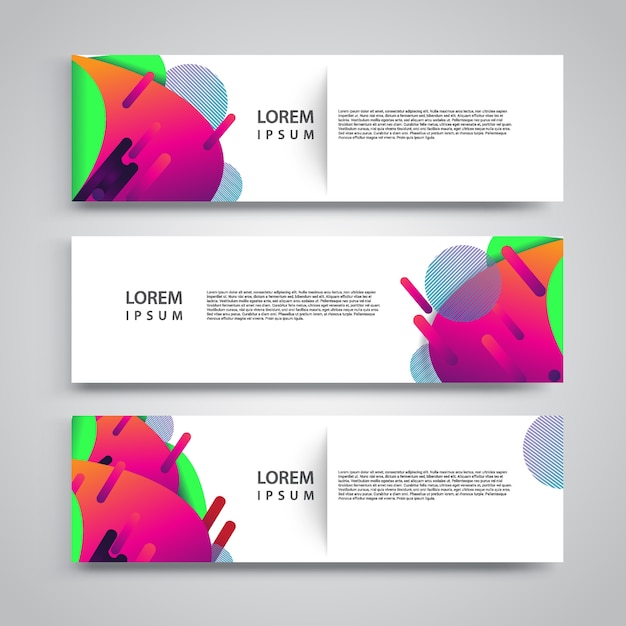 Vector set abstract geometric design banner web template.