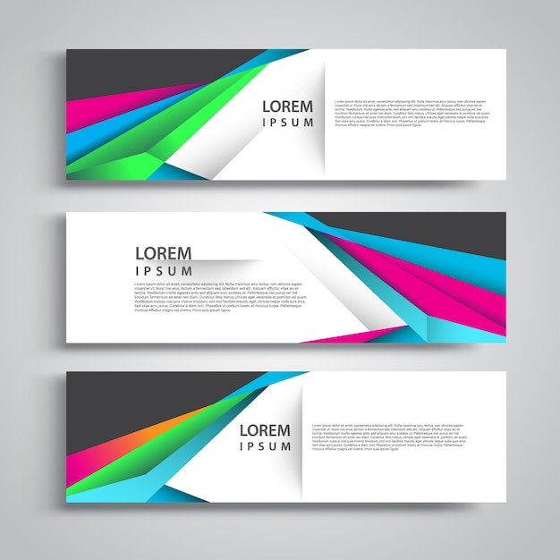 Vector set abstract geometric design banner web template.