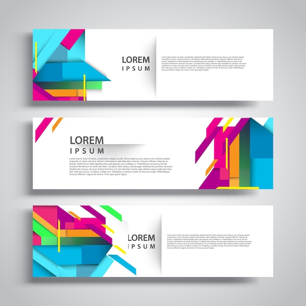 Vector set abstract geometric design banner web template.