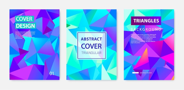 Vector set abstracte geometrische covers banners posters flyers brochures Tekstframe oppervlak a4 sjabloonontwerp Titelblad modelset 3d Veelhoekige facet origami stijl