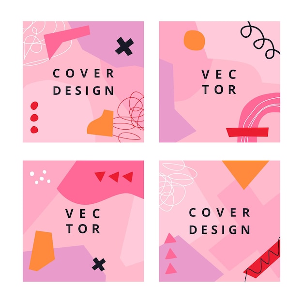 Vector set abstracte vierkante roze achtergronden met kopie ruimte voor tekst