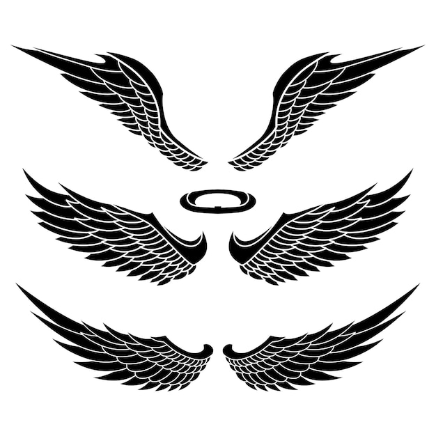 Vector vector set of angel wings tribal tattoo