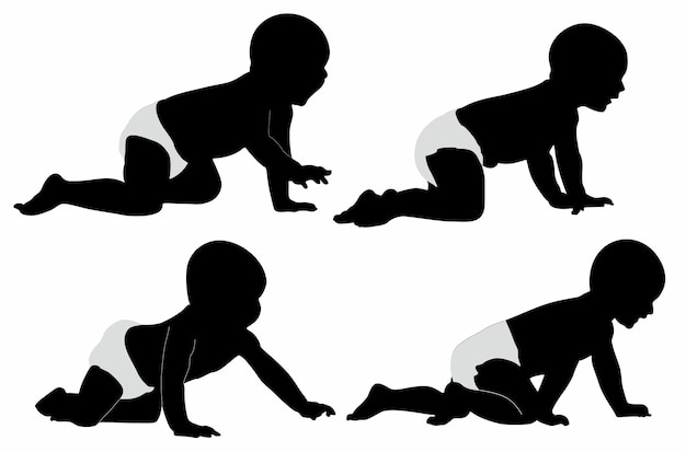 Vector set of baby silhouettes