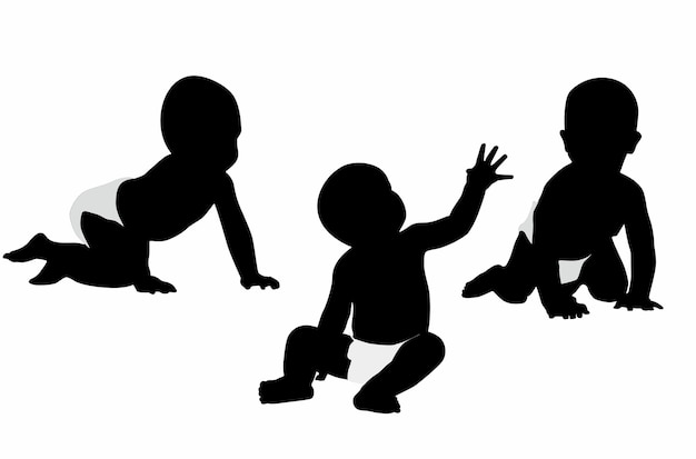Vector vector set of baby silhouettes
