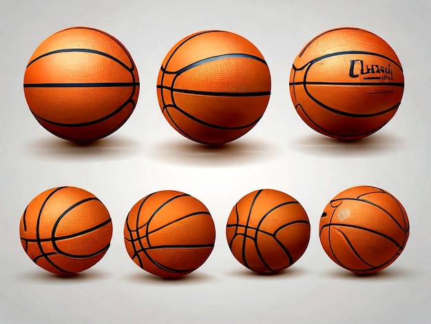 Векторный набор изолированных баскетбольных мячей