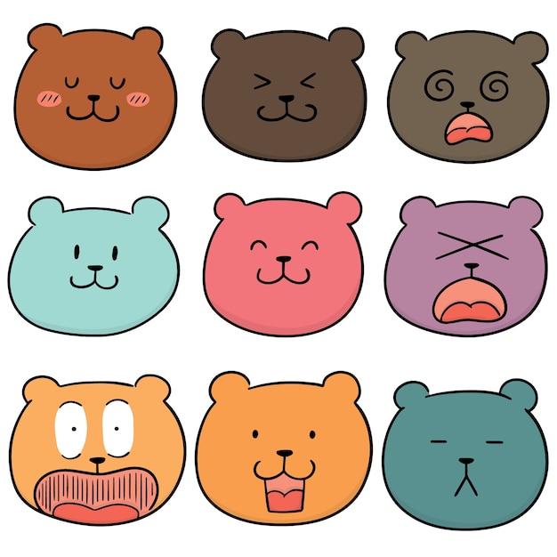 Vector set of bear face