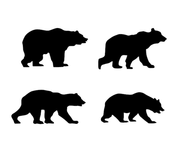 Векторный набор силуэтов медведя