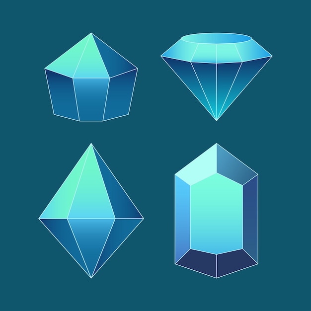 Vector vector set of beautiful gemstones and jewel crystals illustration