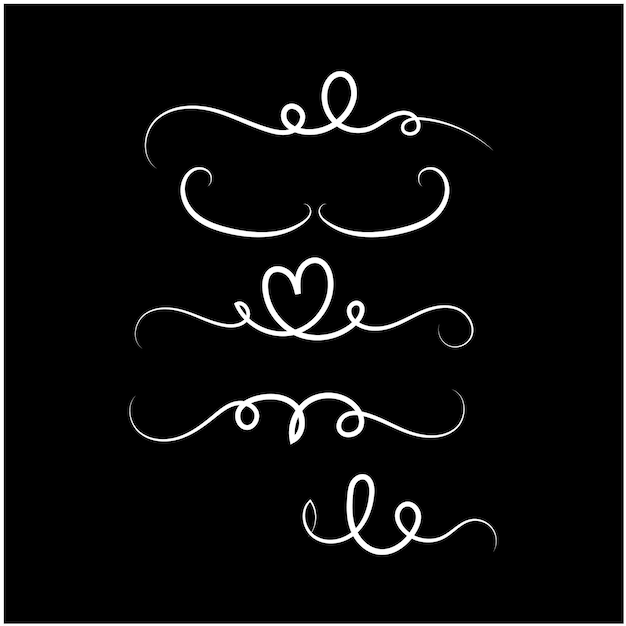 Vector vector set of black hand drawn loop hearts