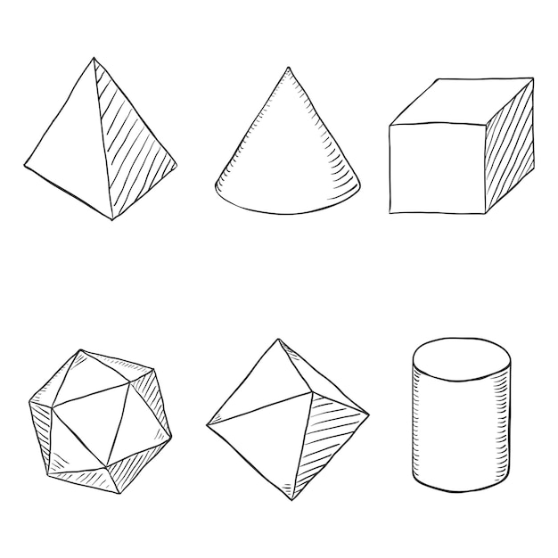 Vector vector set of black hand drawn sketch geometry shapes