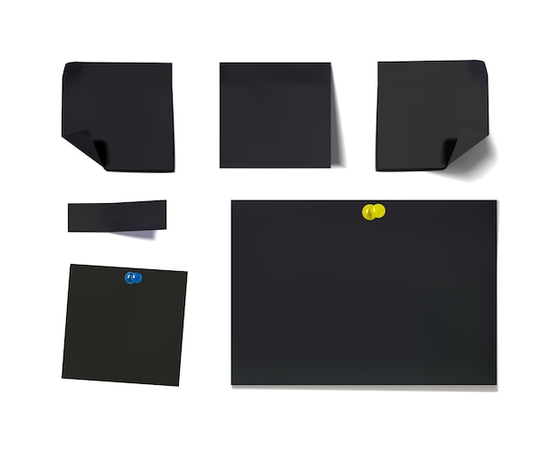 白い背景の黒いsketchook紙クリエイティブに分離された黒い紙のベクトルセット