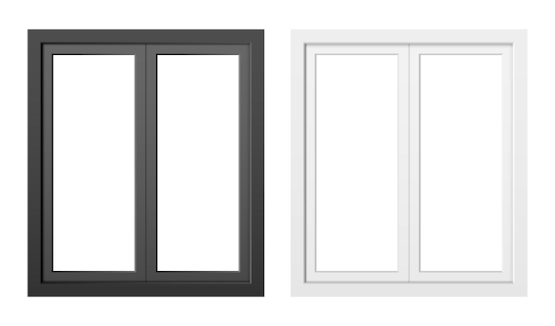 Vector set of black and white windows