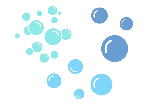 Vector vector set of blue bubbles floating isolated background illustration flat design color