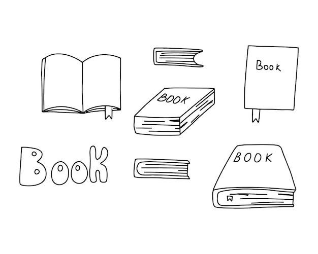 Vector set boeken boeken getekend met een omtrek