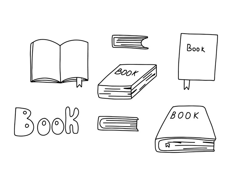 Vector set boeken Boeken getekend met een omtrek