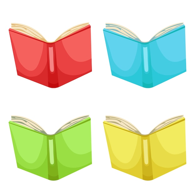 Векторный набор книг на белом фоне