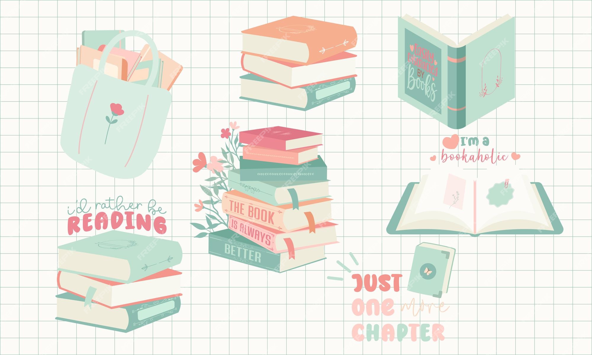 Book Lover Bookworm Digital Stickers Set Reading Digital 