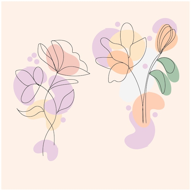 vector set of botanical leaf doodle wildflower line art