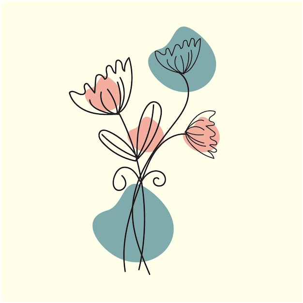 vector set of botanical leaf doodle wildflower line art